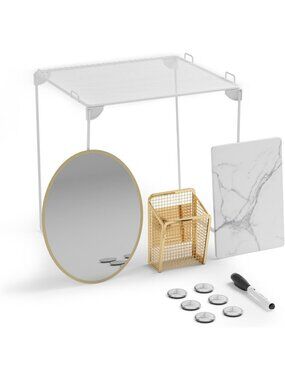 Magnetic Locker Organizer Kit with Gold Decor, Stylish Storage Solution